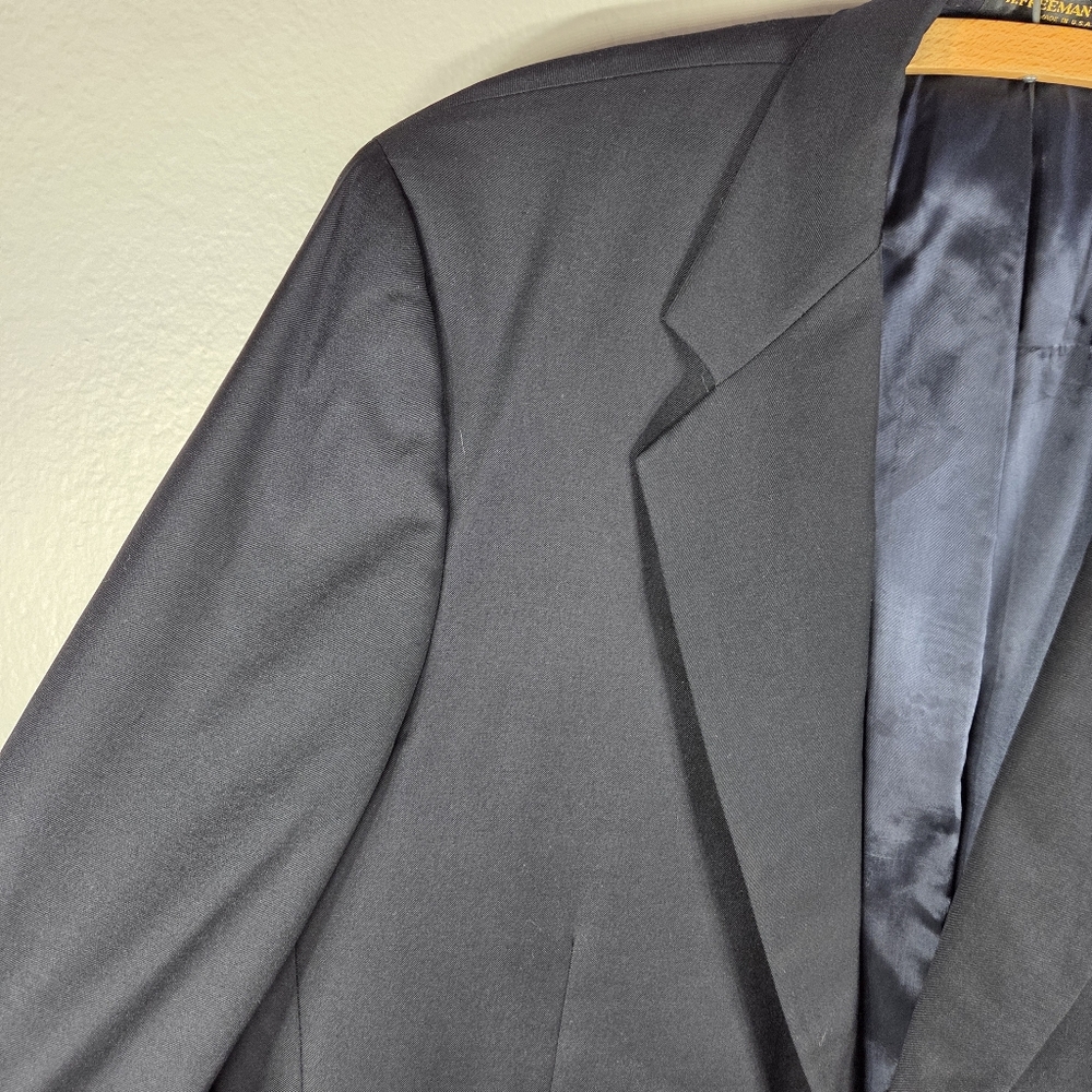 H. Freeman & Son 42 Navy Blue Sport Coat Blazer Jacket Solid 100% Wool - Picture 4 of 16